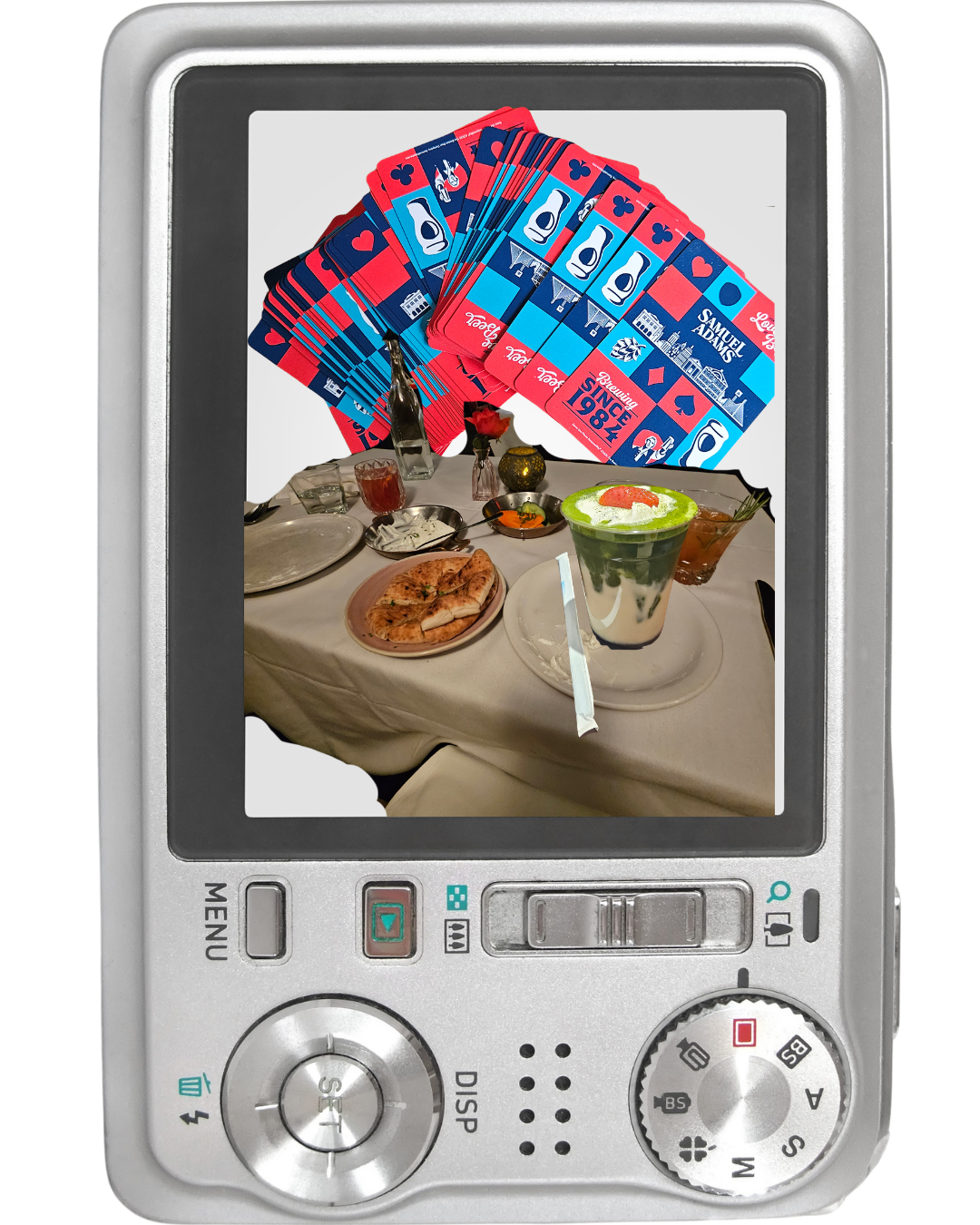 A digi cam with a collage inside