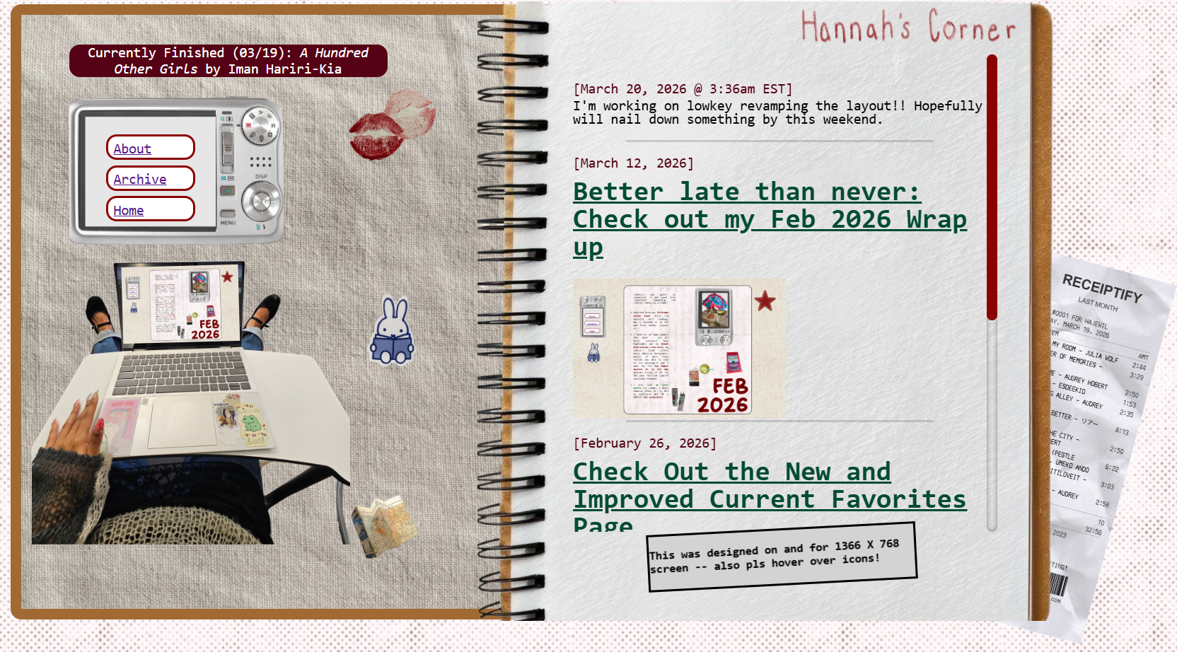 Photo from March 2026 of old Homepage